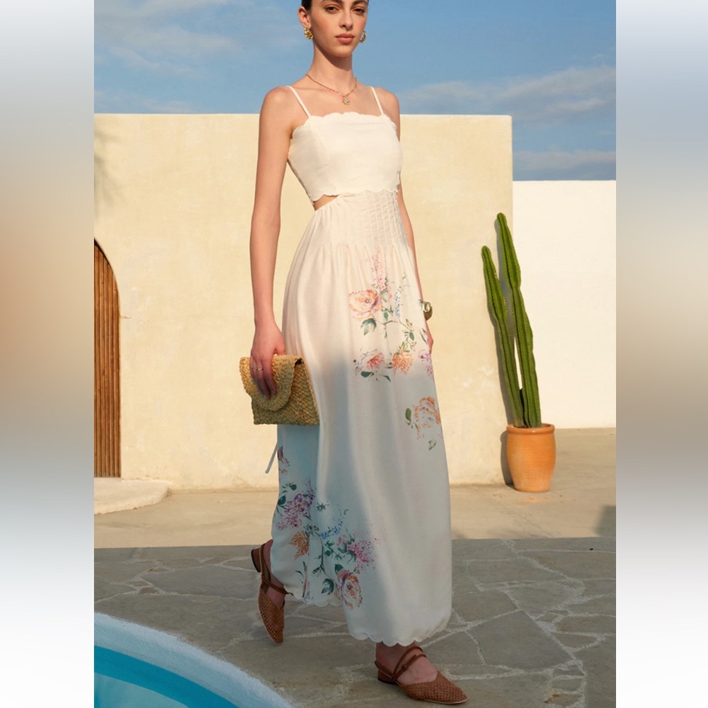 69. Commense $65 Floral Print Lace-Up Back Sleeveless Dress - Picture 3 of 7